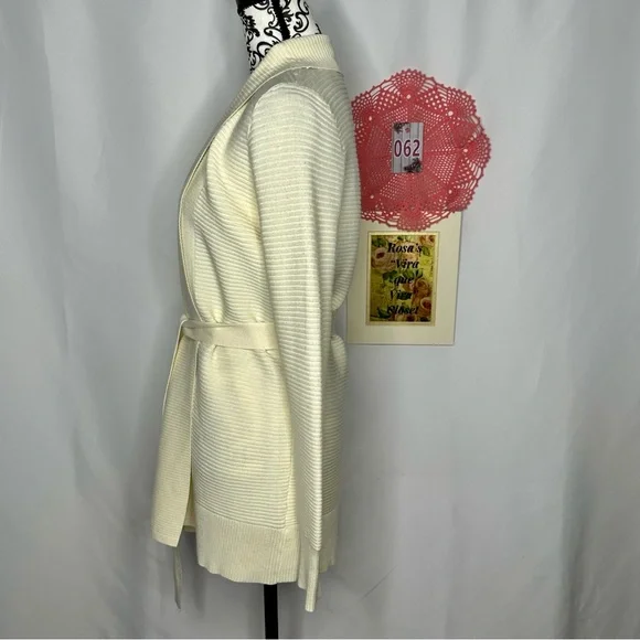 NWT Eileen Fisher Butter Long Knit Cardigan with Belt Size Large - Picture 4 of 11